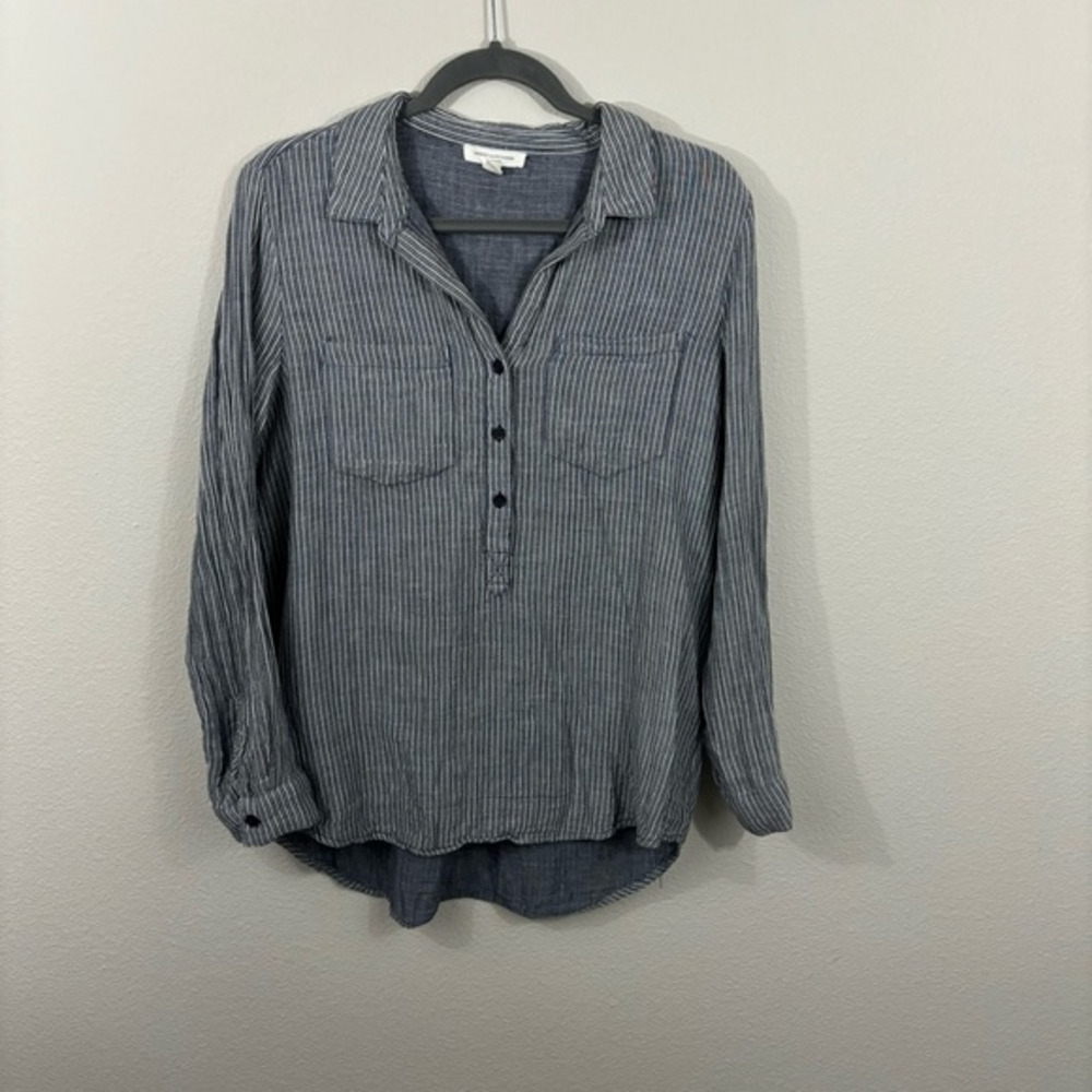 beachlunchlounge Striped Long Sleeve Top Slouchy Oversized Sz M Button Cotton